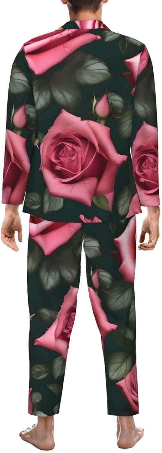 Rose Skull Eyes Print Luxurious Mens Pajamas Set,Breathable Pajamas Set,Perfect For Lounging Bed,Sofa
