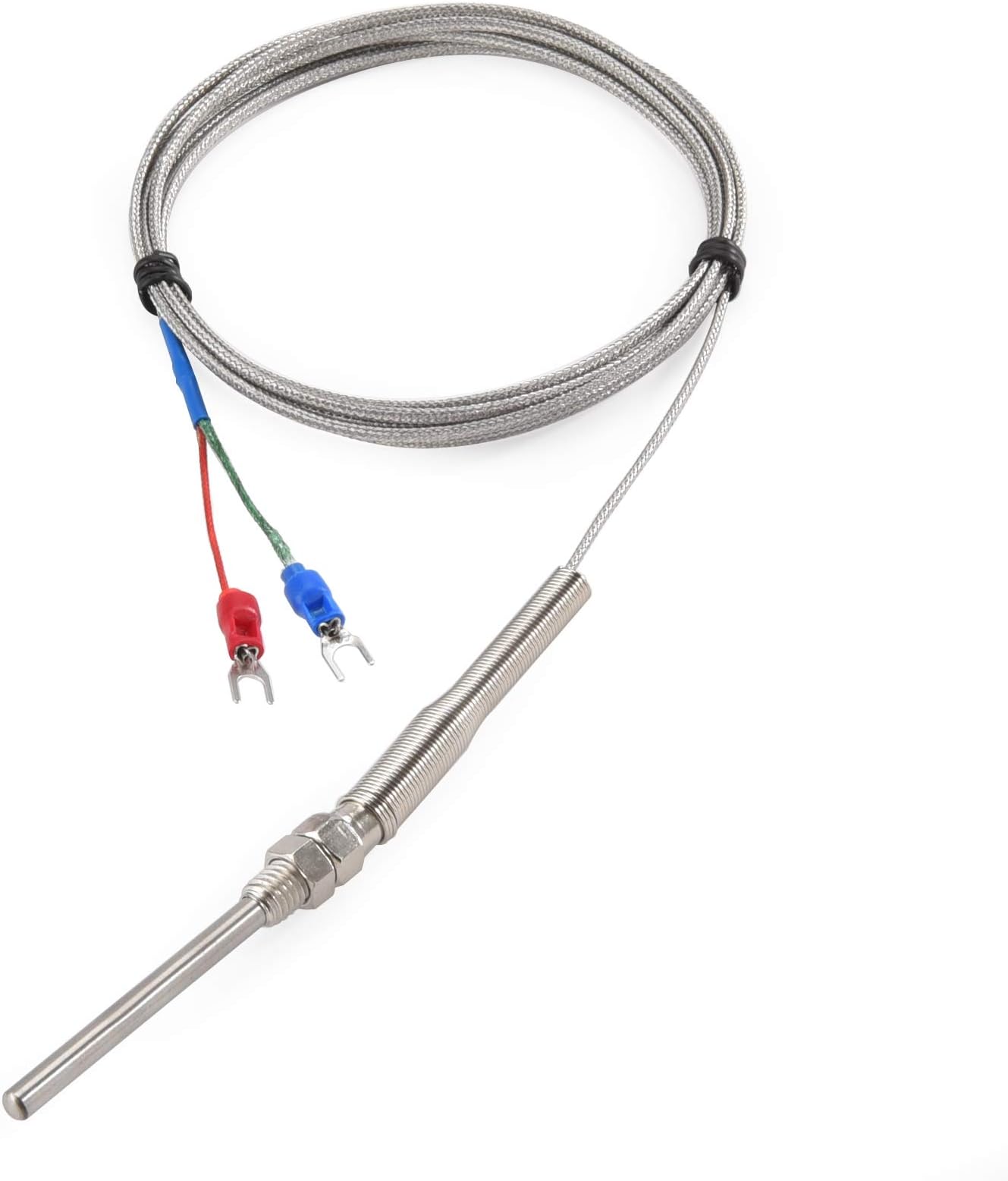 K-Type Thermocouple Temperature Sensors 0~600℃,2M/6.6Ft Wire Probe Length 50mm Two Wire 50×5mmStainless Steel Probe Temperature Detector Temperature Gauge