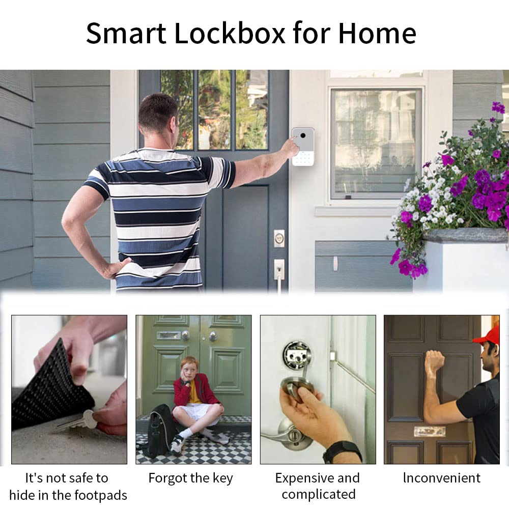 Sejf na klucze, Sejf na klucze TTlock z czytnikiem linii papilarnych Bluetooth Wifi Cyfrowa skrzynka Aplikacja Zdalne odblokowywanie Montaż ścianie Skrzynka zabezpieczające kłódka(KB2-TTLOCK-Password)