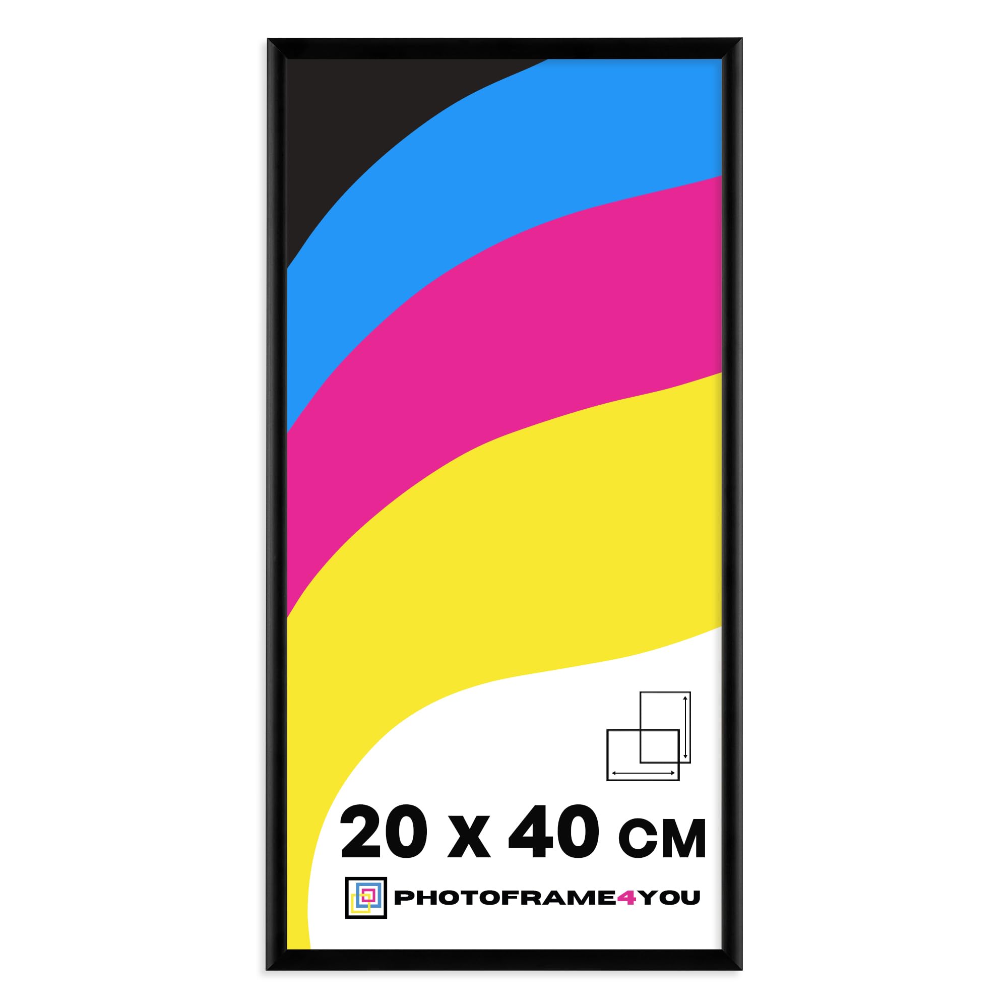Photoframe4you - 20x40 cm Picture Frame Black - Aluminium Photo Frame with Shatterproof Acrylic Glass - 7,9x15,7 inches Wall Hanging for Posters & Certificates in Living Room, Bedroom Tacoma