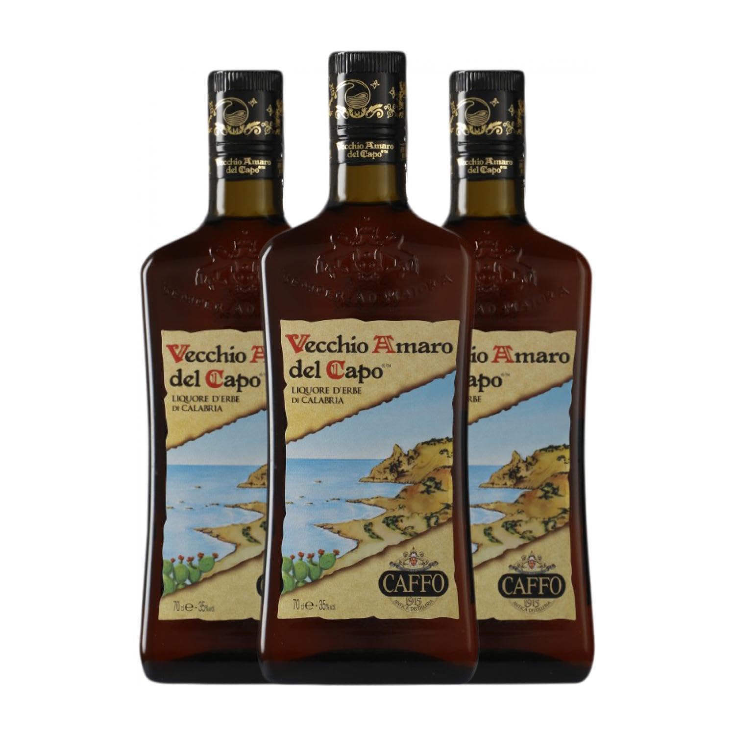 Licores Fratelli Caffo Amaro del Capo Vecchio 70 cl (Caja de 3 Botellas de 70 cl)