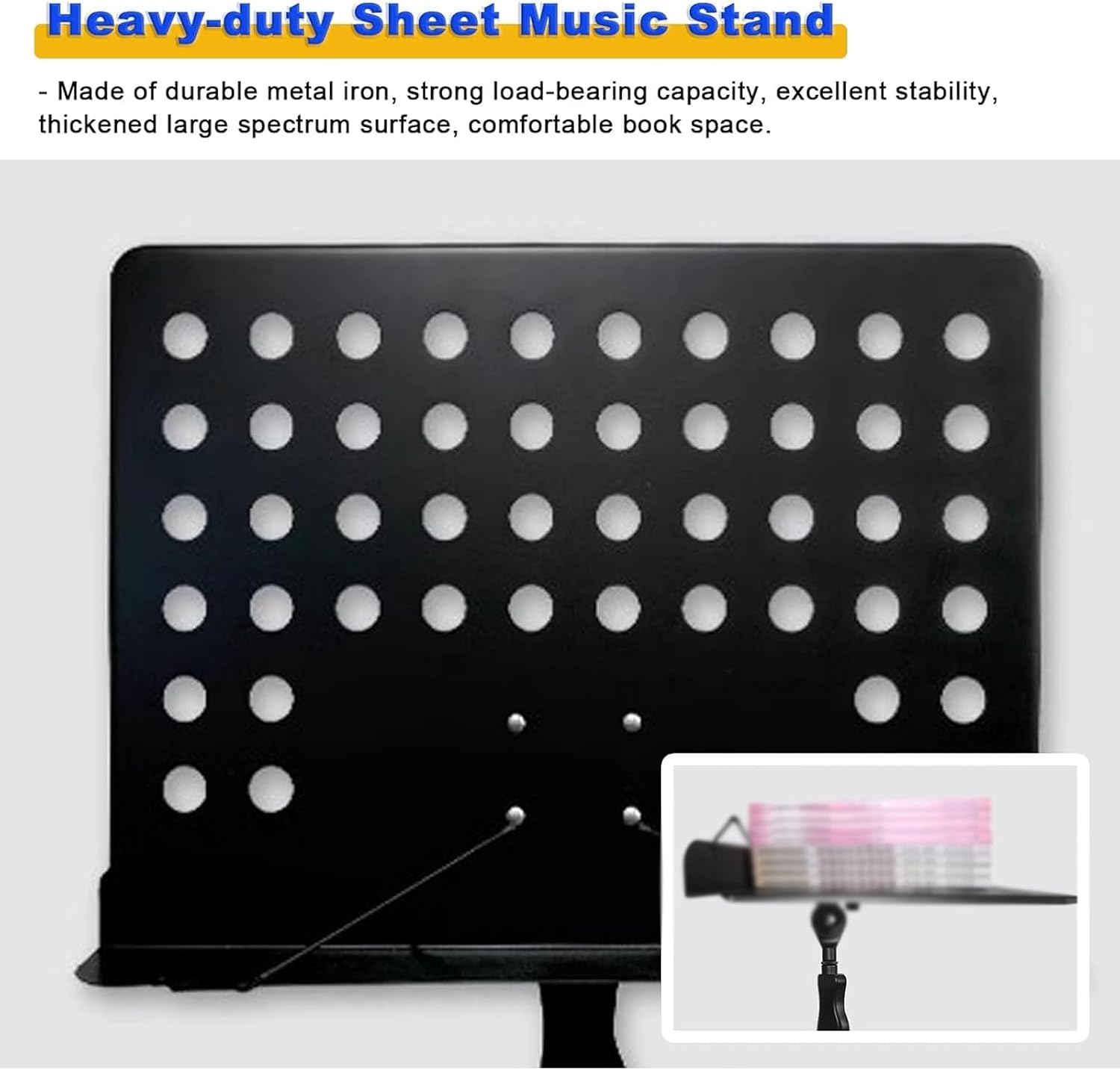 Portable Music Stands for Sheet, Professional Floor Musical Instrument Stand for Piano/Guitar, Concert/Church Adjustable Reading Books Holder