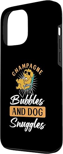 Miniatura 2 de iPhone 13 Pro Max Champagne Bubbles And Dog Snuggles Funda para dueño de perro cachorro