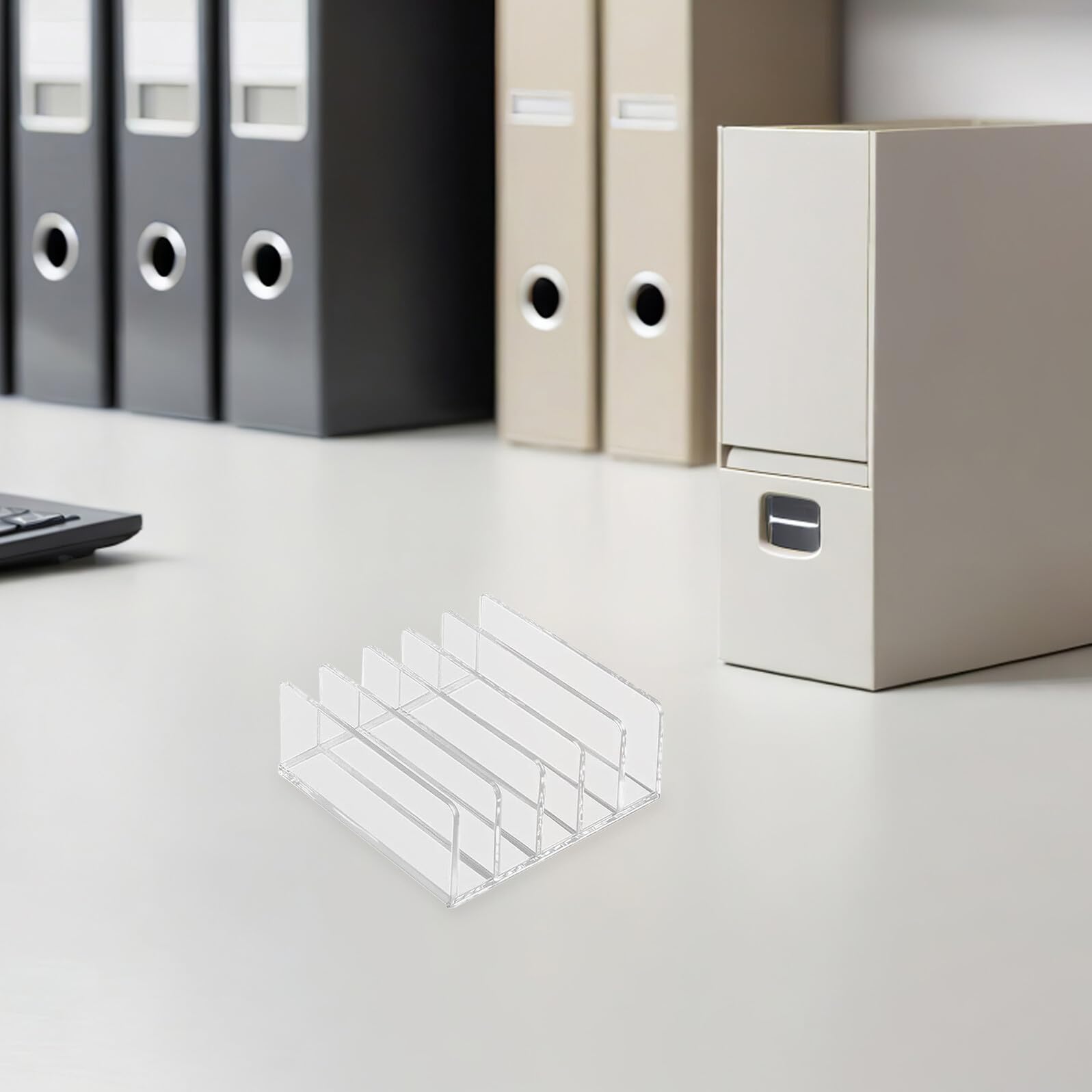 Cabilock 2 Piezas Organizador de Documentos Acrílico con Secciones Soporte Estable para Cartas y Archivos Organizador de Escritorio Sólido para Documentos Importantes y Sobres