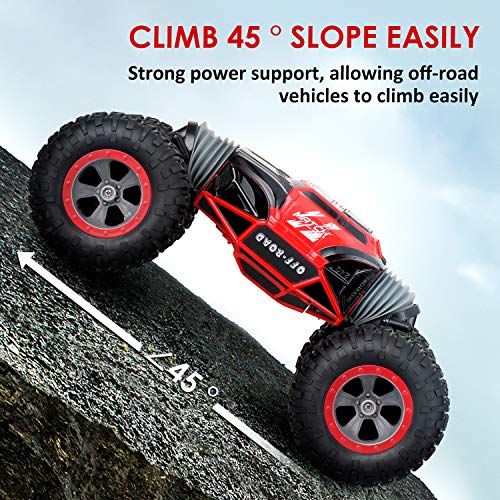 KingsDragon Remote Control Car,2.4 GHZ High Speed Stunt RC Racing Cars RC Rock Crawler w/ Rechargeable Batteries,Indoor Outdoor Motors Vehicles Buggy Hobby Car Toy Gifts for Boys Girls-Red