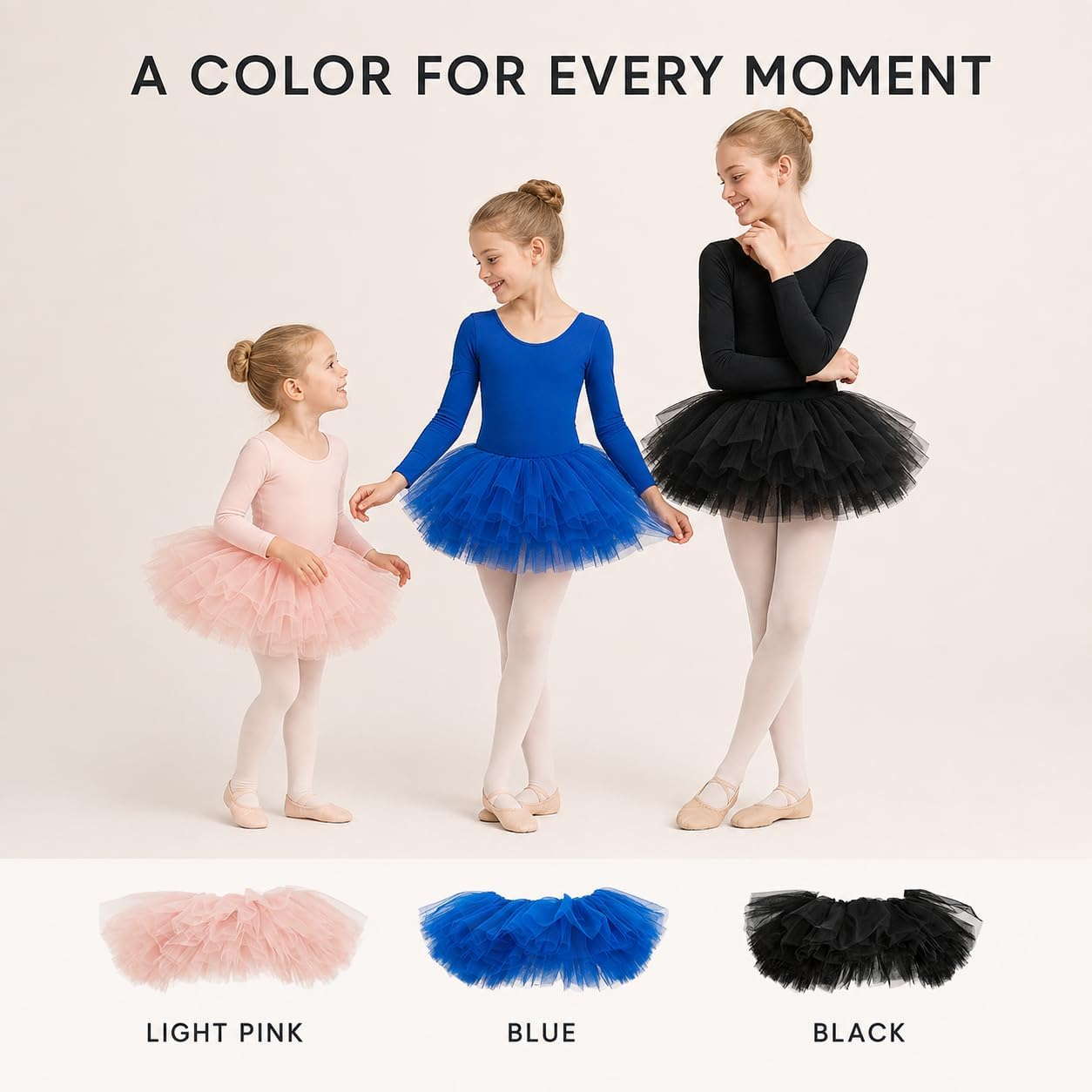 JiAmy Girls' Tutu Skirt, 1 Pack/3 Pack 6-Layer Ballet Costume, Ages 3-14
