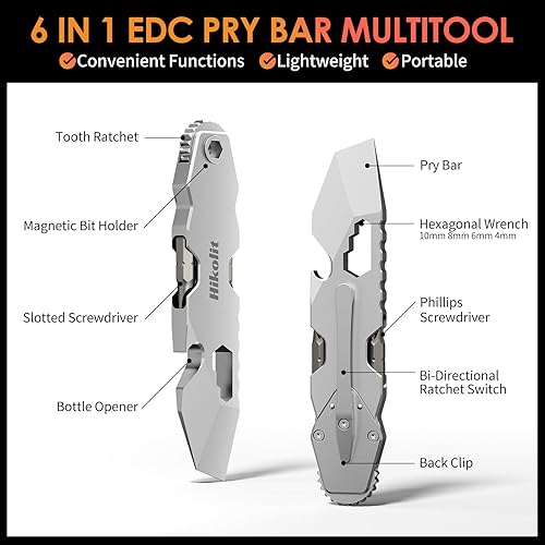 Miniatura 3 de EDC Palanca multiherramienta con destornillador de trinquete bidireccional, abridor de botellas, llave hexagonal, palanca, multiherramienta de