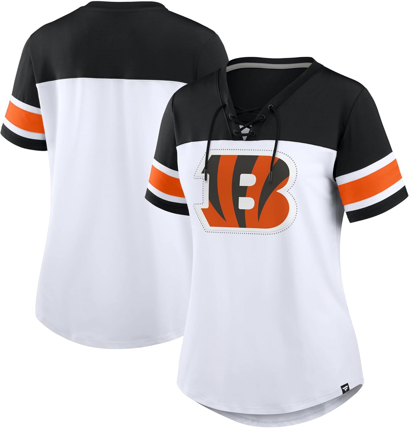 Fanatics Women's NFL Athena Rhinestone Lace-Up V-Neck T-Shirt
