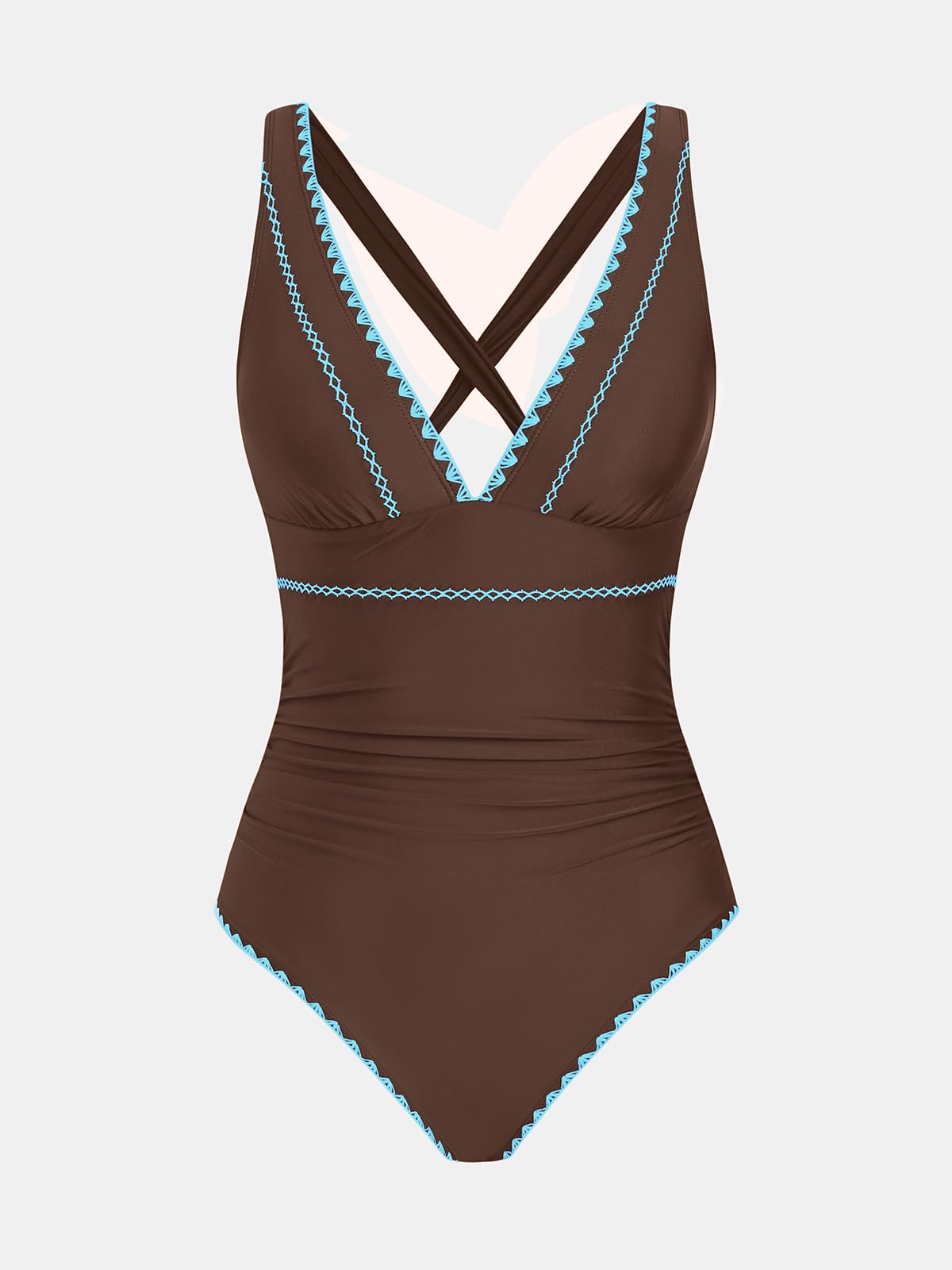 CUPSHE Costume da bagno intero da donna con scollo a V e cuciture incrociate regolabili con spalline increspate