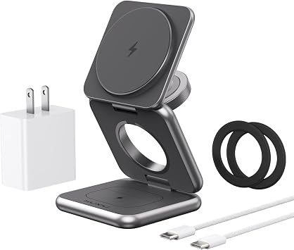 KU XIU Wireless Charger for Samsung,Foldable 3 in 1 Wireless Charging Station for Samsung Galaxy S26 S25 Ultra S24 S23 S22 Note Z Fold 7 Flip/Buds, for Galaxy Watch Ultra 8 7 6 5 4