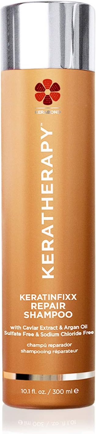 KERATHERAPY Keratin Infused KeratinFIXX Repair Shampoo, Repair Shampoo for Dry, Damaged or Frizzy Hair with Caviar Extract, Clear, 10.14 Fl Oz (Pack of 1) (Look May Vary)