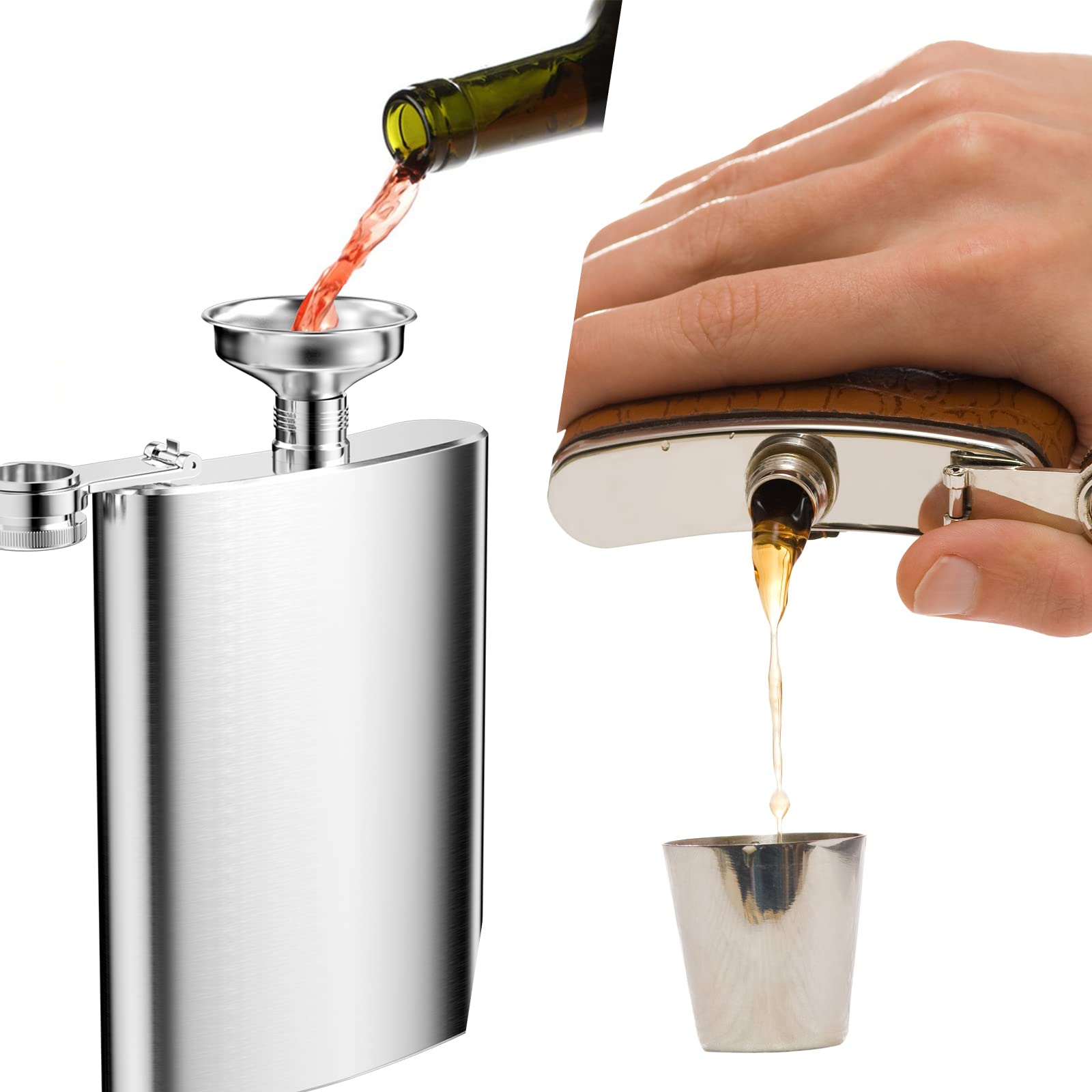 Imbuto Inox Fiaschetta Acciaio Inox 227ml Avesteir - Portatile Con Imbuto Per Whisky, Vino, Outdoor Hip Flask