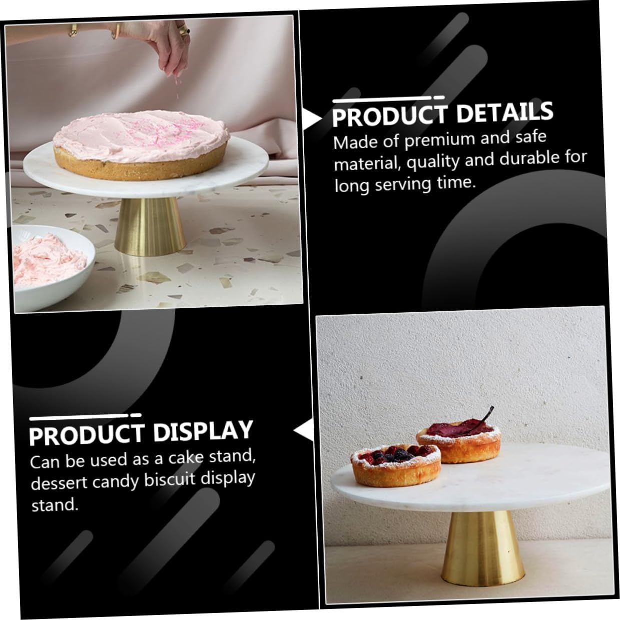 BESPORTBLE Présentoir en Marbre à Gâteaux Rond pour Desserts et Cupcakes