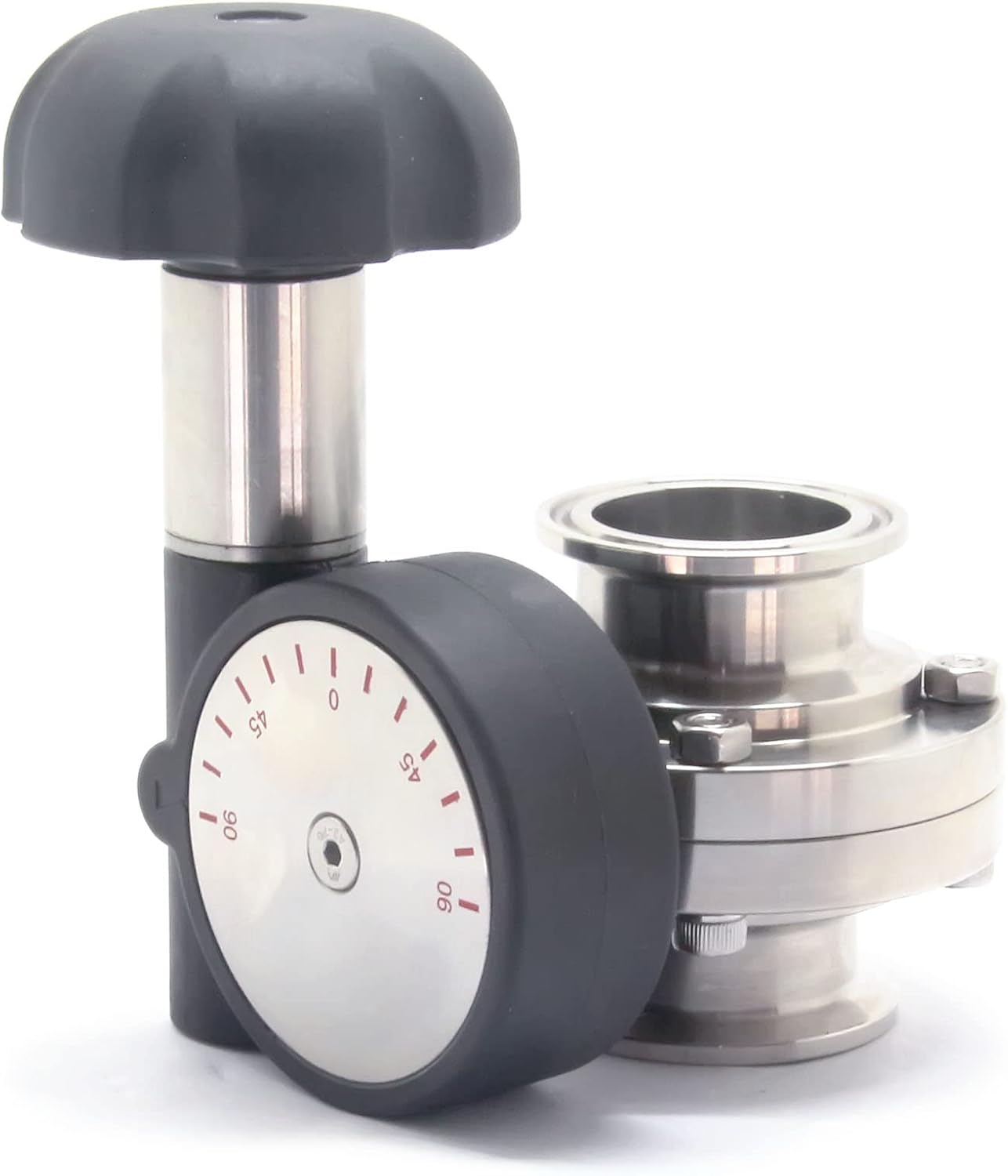 QiiMii 1.5 Inch Sanitary Tri Clamp Butterfly Valve SS304 Stainless Steel with Micro Metric Handle & EPDM Seal