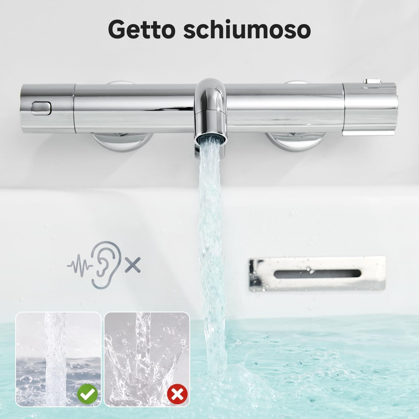 Auralum Miscelatore Doccia Termostatico Rubinetto Vasca da Bagno 2 Funzioni
