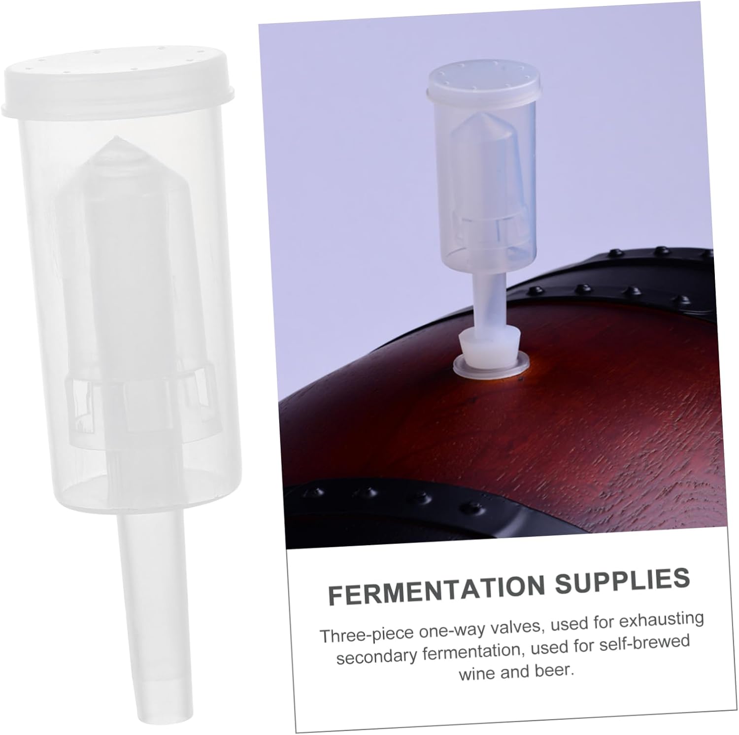 Beer and Wine Airlock One Way Valves 2Pcs Plastic Three Piece