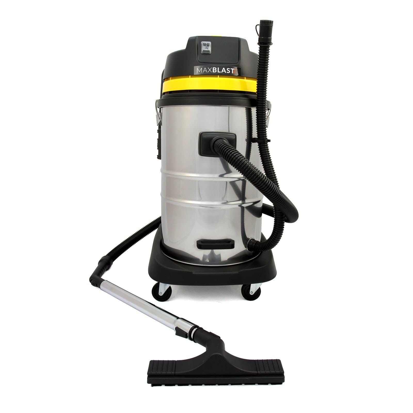 MAXBLAST - Aspiradora Industrial en Seco y Húmedo Industrial Profesional Potente, Capacidad 50 litros,con Cable,Doble Filtro (1 Tela+1 HEPA),Manguera Larga,Aspirador Escoba para Limpieza de Alfombras