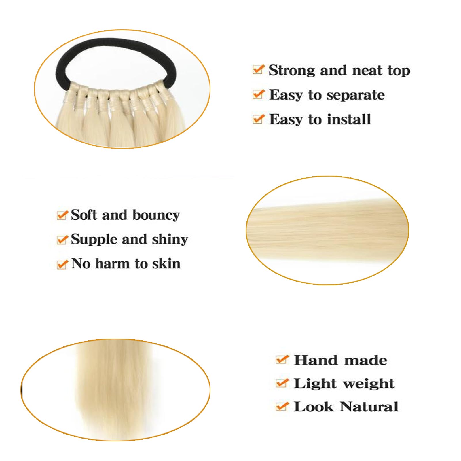 32inch Long Braid Ponytail Extension with Elastic Tie Sleek Straight Braids Ponytail Natural Soft Synthetic Hairpiece for Women Girls (#613, 32INCH/80CM) - Image 3