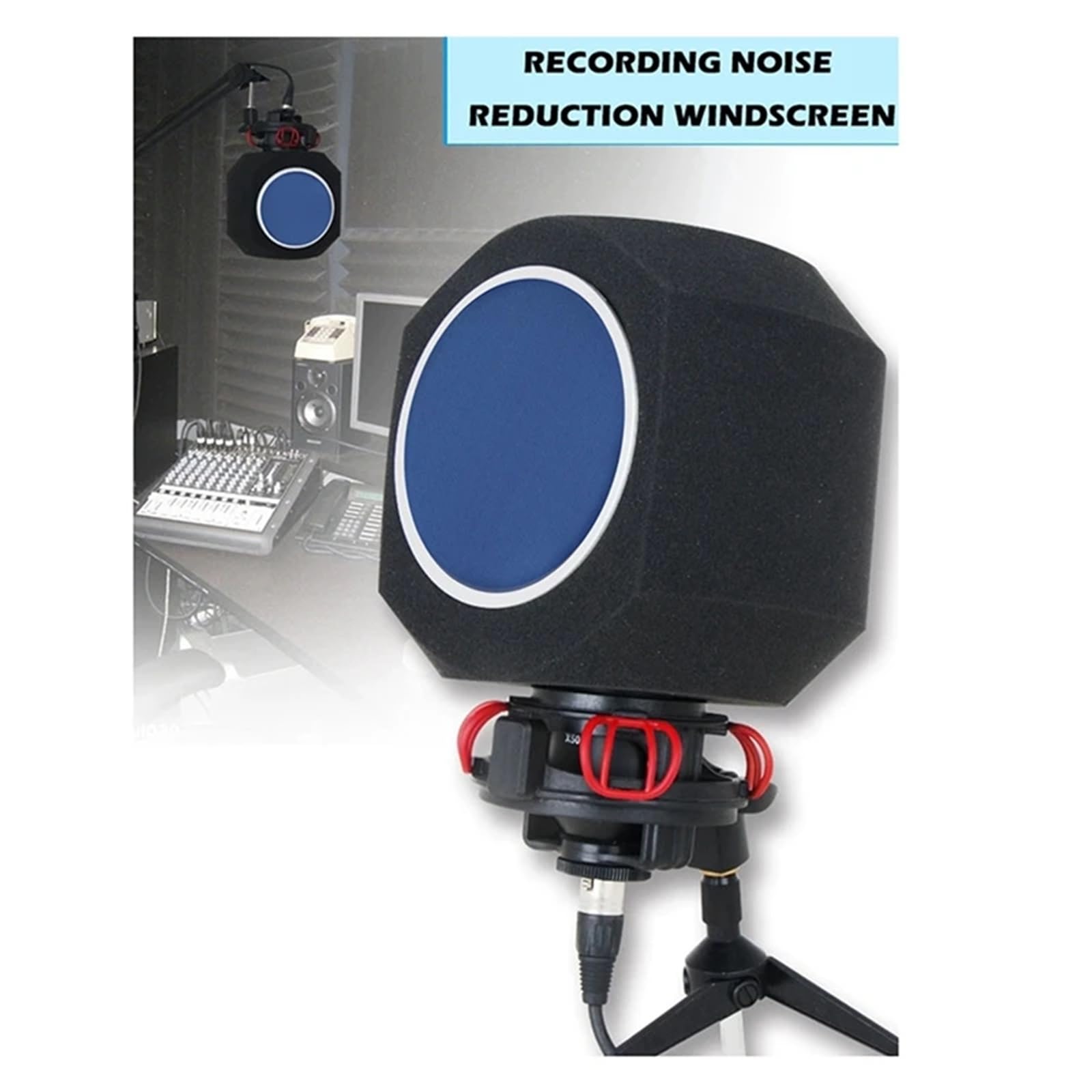 Microphone Foam Cover Mikrofon-Windschutz – Filter-Isolationskugel Akustik for Aufnahmestudios, Mikrofon, schallabsorbierender Schaumstoff, fünfseitige Dichtung Mikrofon Popschutz