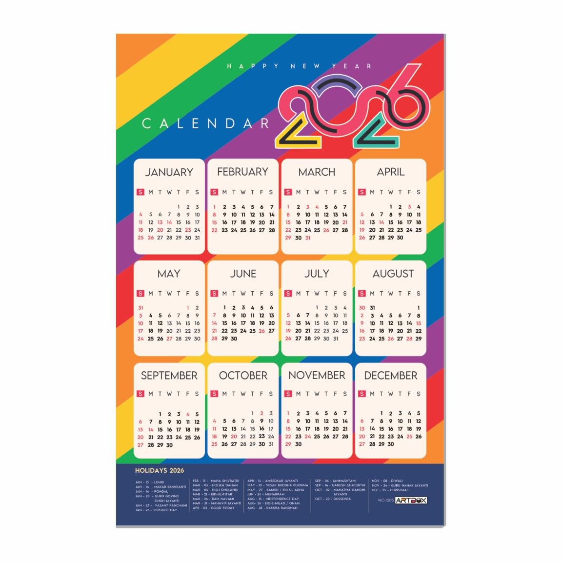 Artbox Geometric Pattern Theme Wall Calendar 2026 Wall Calendars 2026, New Year Calendar For Home Home & Office (5)-image-47