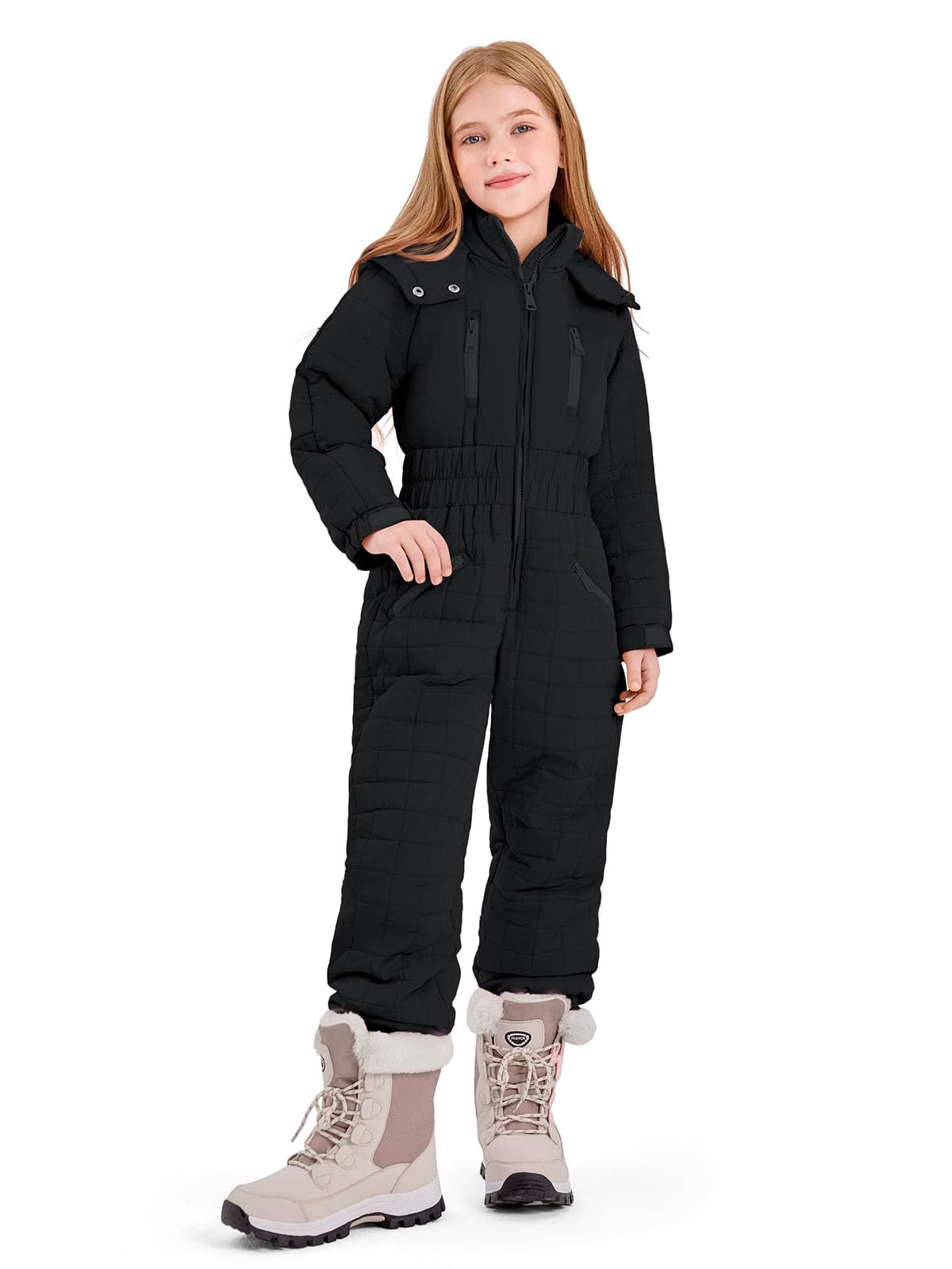 Haloumoning Kid Snowsuit Girls Hooded Waterproof Insulated Ski Suit