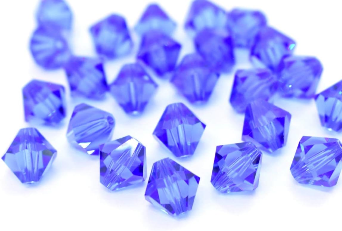 50pcs Authentic Preciosa 6mm Faceted Bicone Crystal Loose Beads Sapphire Blue Compatible with Swarovski 5301/5328 for DIY Jewelry Making Pre-B613 - Image 2