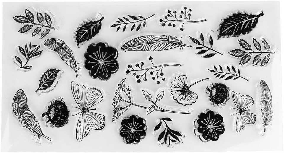 Silikon Stempel, Blumen Blätter Schmetterlinge Transparent Siegel ...