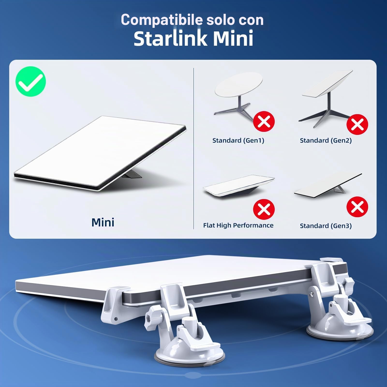 Starlink - Mini supporto ventosa per cruscotto e parabrezza, kit di montaggio sicuro per la maggior parte dei veicoli