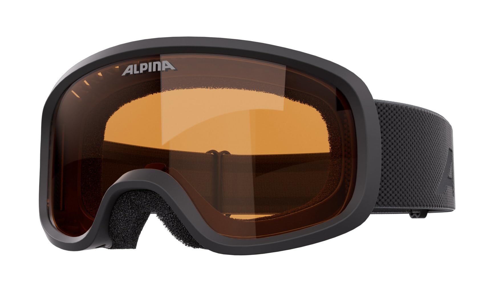 ALPINA Piney 2.0 – nieparujące, bardzo wytrzymałe i nietłukące się gogle narciarskie ze 100% ochroną przed promieniowaniem UV, dla dzieci, czarne matowe
