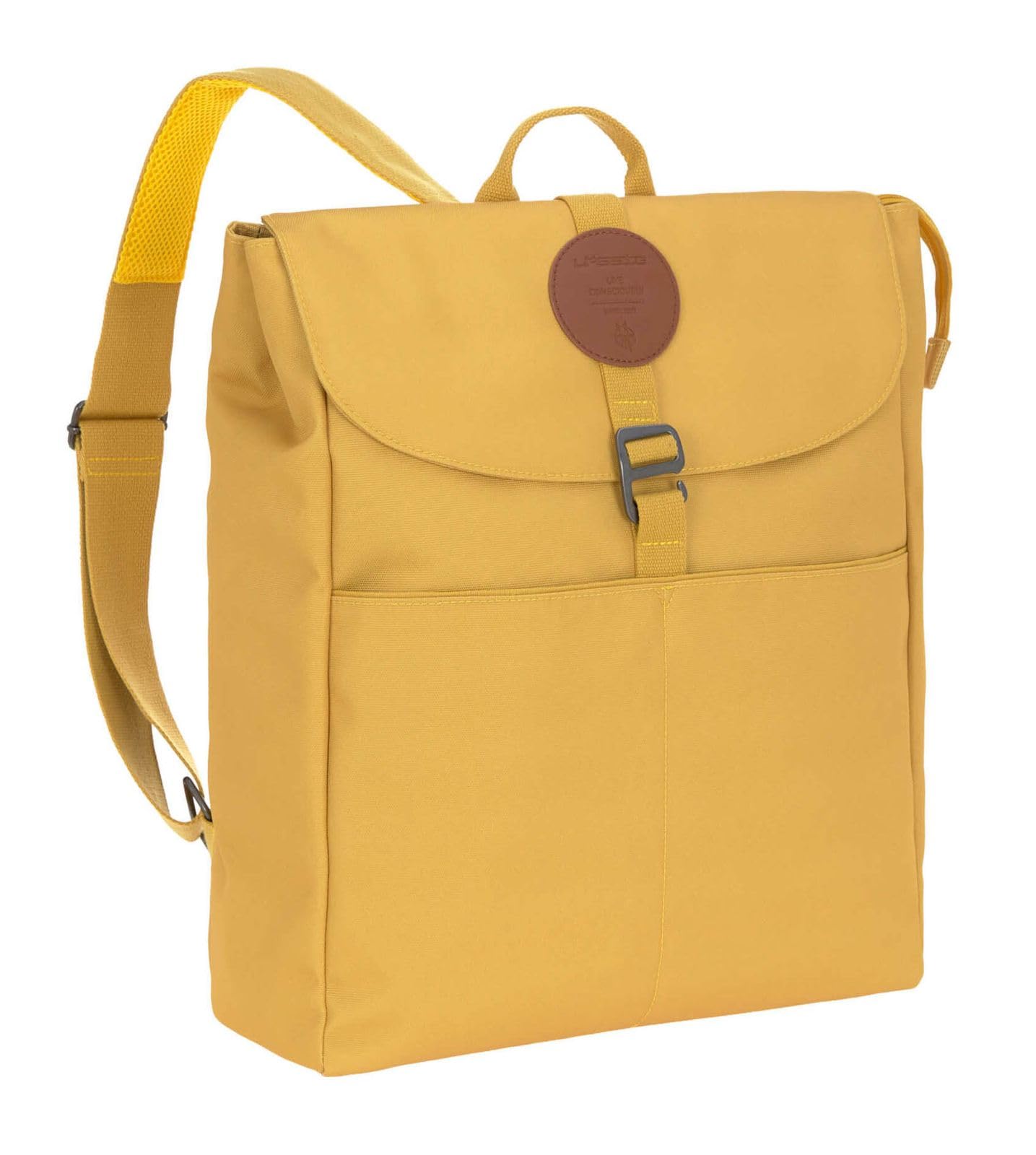 LÄSSIG Baby Wickelrucksack Wickeltasche Babytasche stylische Tasche inkl. Wickelzubehör/Backpack Adventure lemon curry