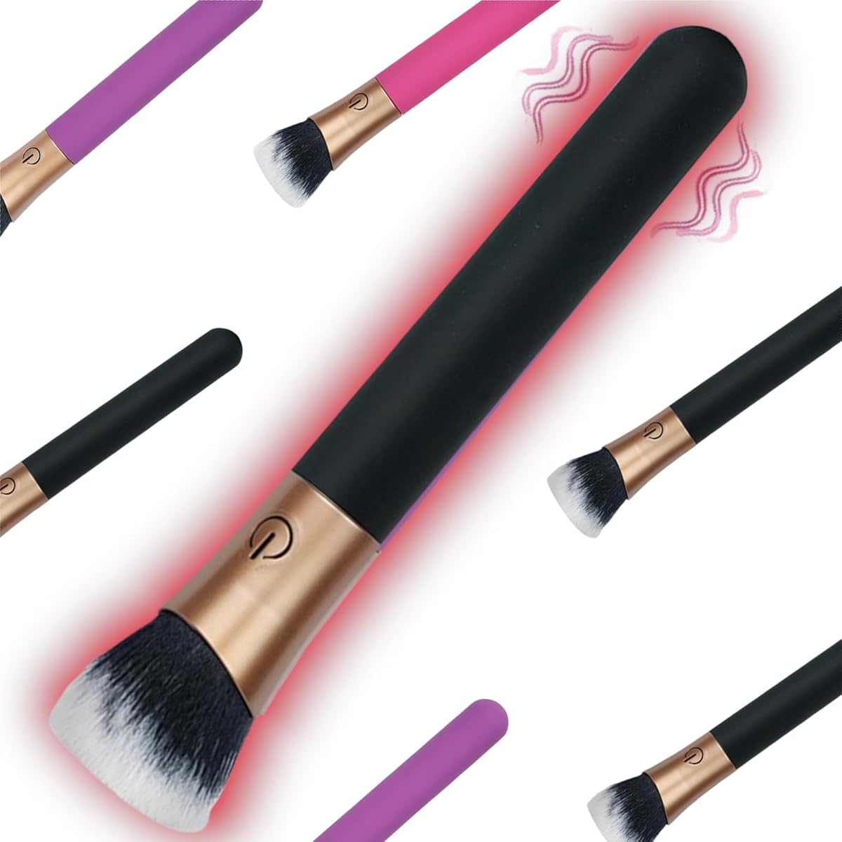 【人気！ バレないバイブ 】ローター 女性用 静か バイブレーター バイブ 女性用 中いき 大人のおもちゃ 潮吹き 【化粧ブラシデザイン×静音技術採用】アダルトグッズ クリトリス 防水 G-スポット刺激 電マ オナニ 乳頭責め 初心者向け 強力 (ブラック)