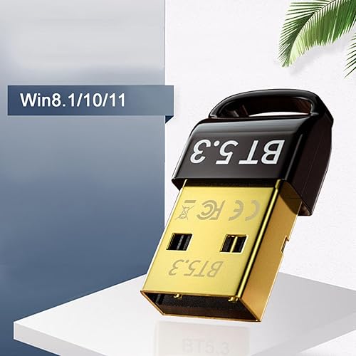 Goshyda Bluetooth Adapter for PC, Driver 5.3 Bluetooth Dongle for 8.1/10/11, Bluetooth Transmitter & Receiver for Keyboard, Mouse, Printer, Headphone, Goshydav7dz0k4w1n