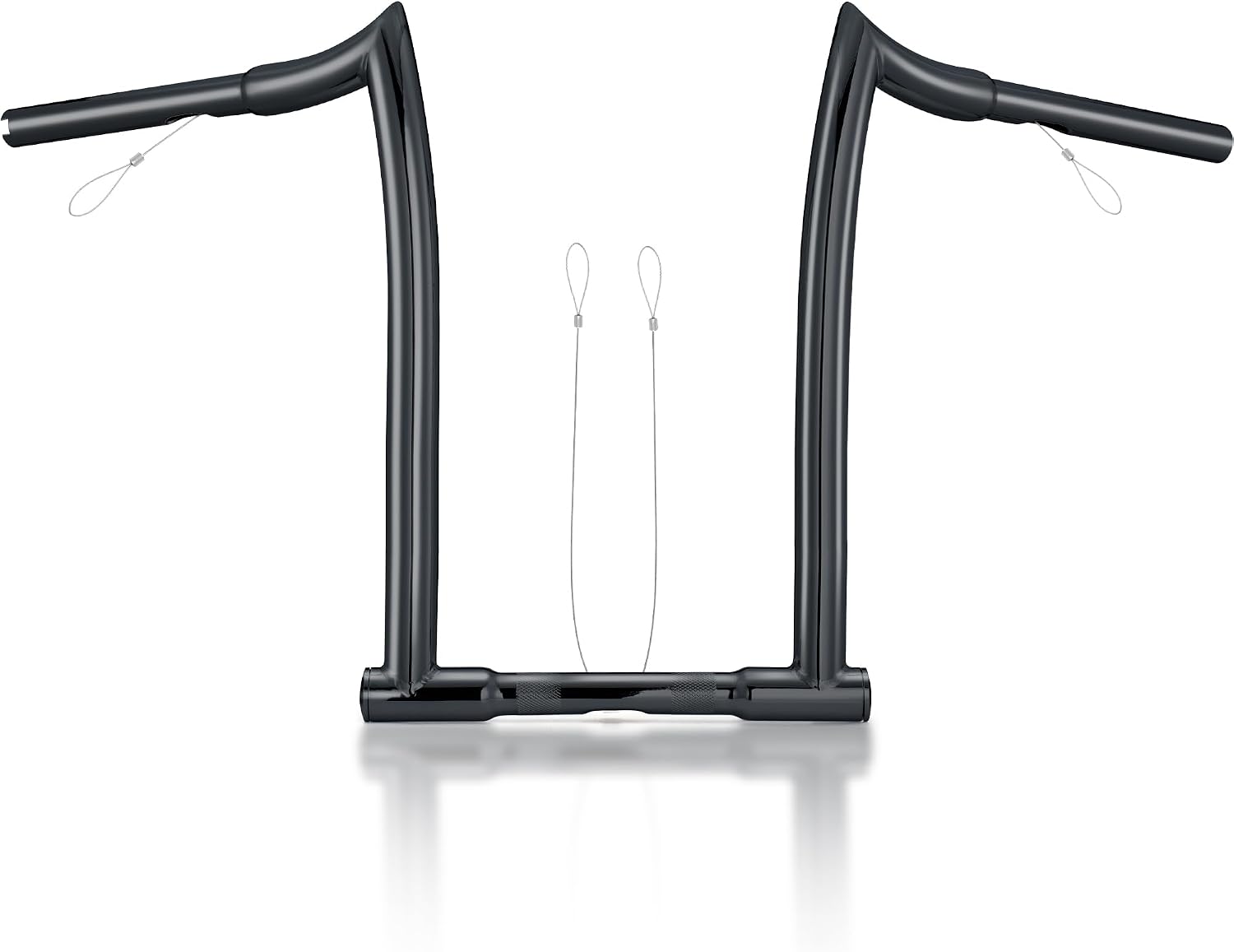 MoKitDora 14" Rise Ape Hanger 1-1/4" Fat 1" Clamp Chizeled Handlebar Z Bar for Harley Dyna Softail Sportster XL 883/1200, 1994-up Road King & 1998-2013 Road Glide, Black