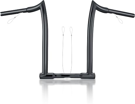 MoKitDora 14" Rise Ape Hanger 1-1/4" Fat 1" Clamp Chizeled Handlebar Z Bar for Harley Dyna Softail Sportster XL 883/1200, 1994-up Road King & 1998-2013 Road Glide, Black