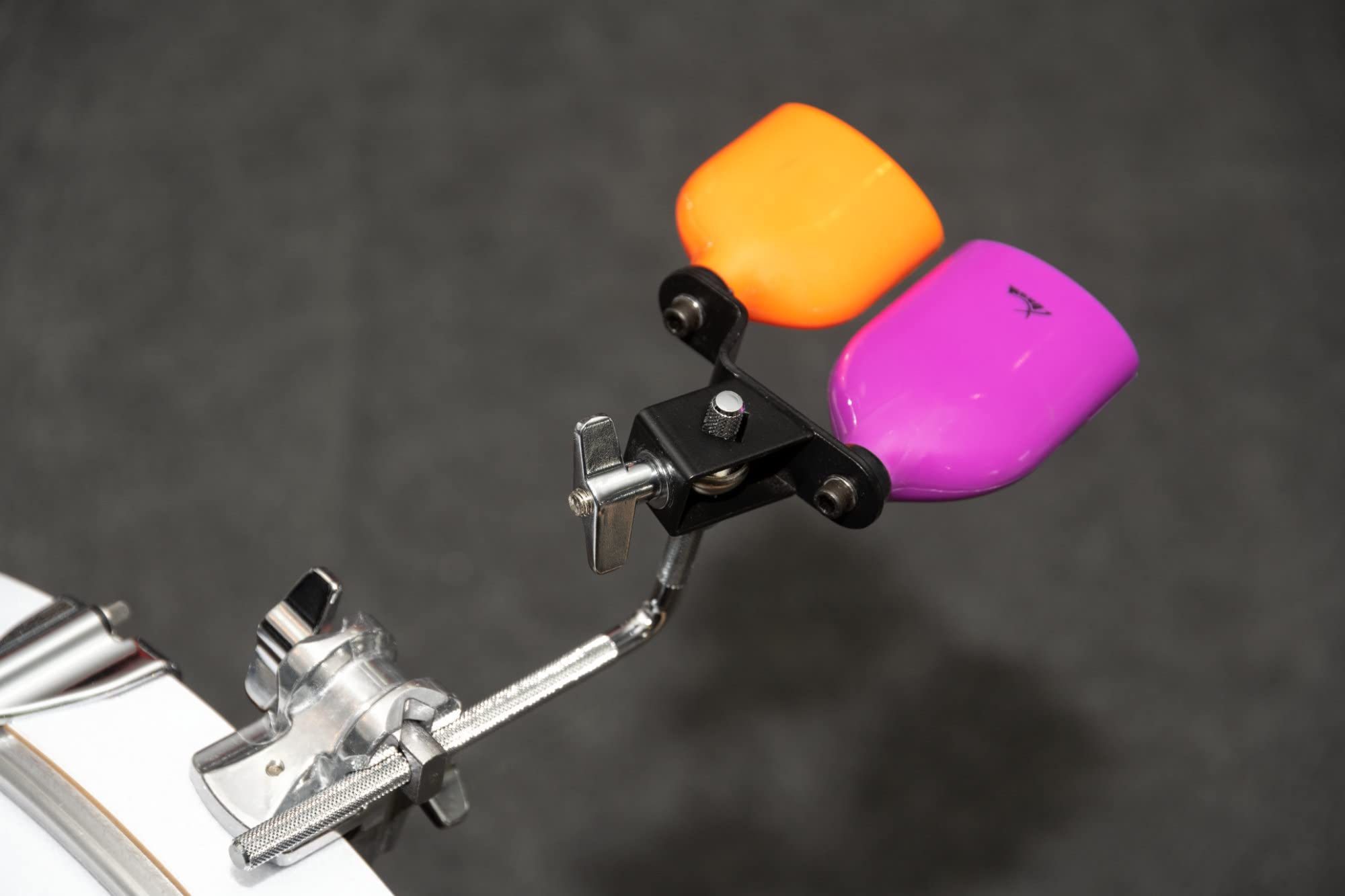 XDrum PB3-VTOG Percussion Block Dual - Due Agogo-Blocks accordati diversamente su un supporto - In plastica indistruttibile - Suono potente e penetrante - Viola/Arancione