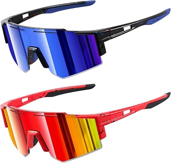 KUGUAOK 2PACK Oversized Kids Sunglasses Youth Baseball Sun Glasses Boys Girls Softball Cycling UV400 Protection Goggles