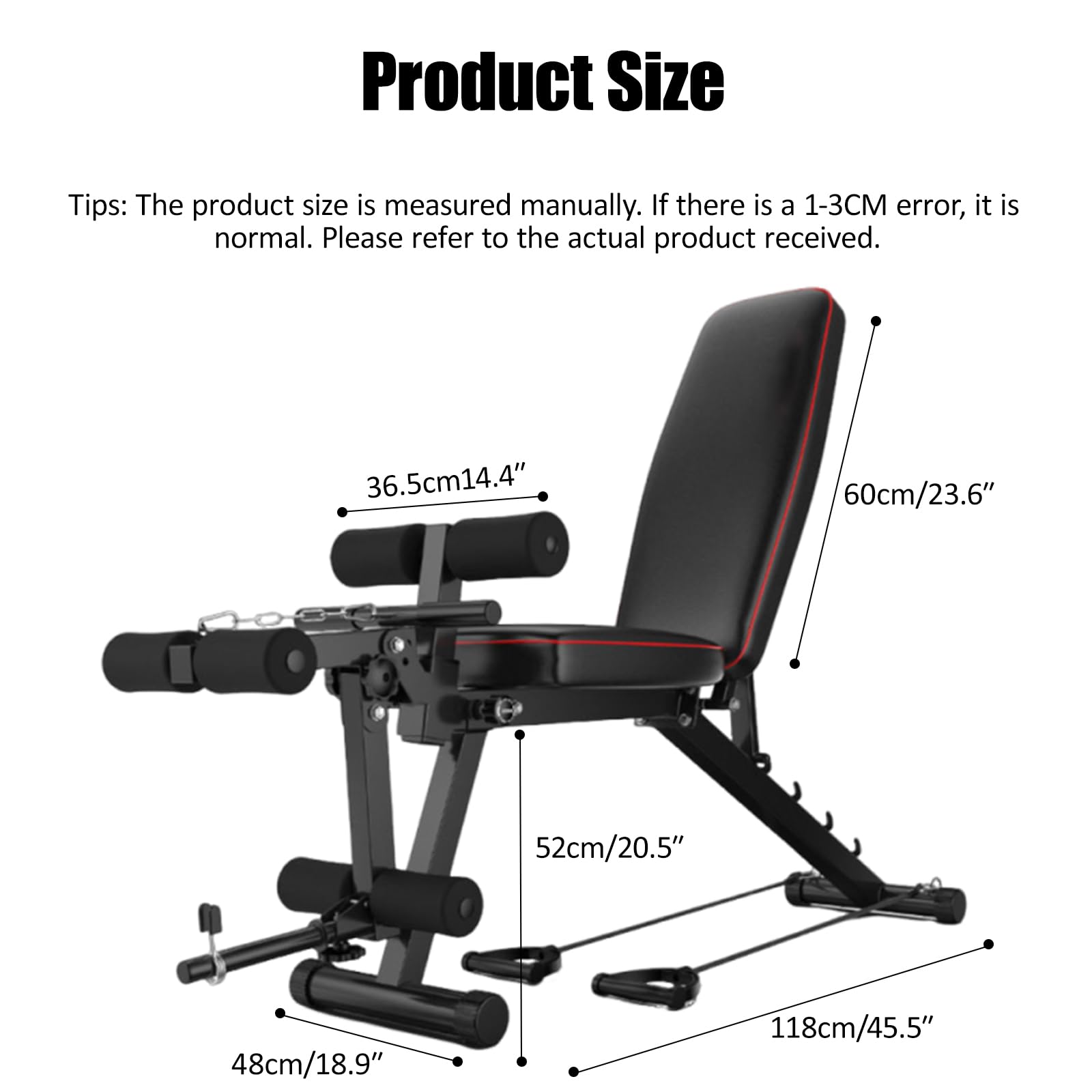 Banco Pesas Plegable Banco Pesas Capacidad de 200 kg, Estructura de Acero Gruesa y Acolchado de PU de Alta Densidad: Ideal para Gimnasio en casa, Ejercicios de Fuerza y ​​Entrenamiento de Core