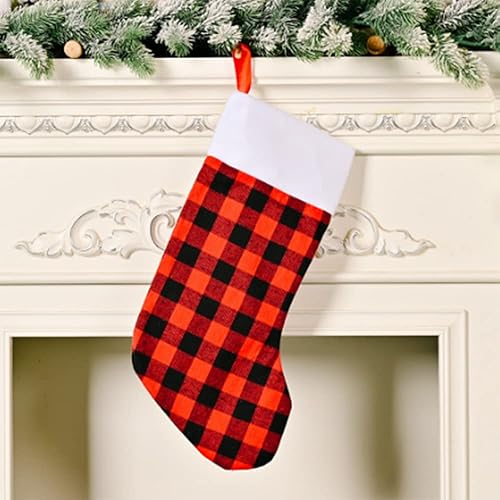 Miniatura 4 de Yahpetes Medias de Navidad, 6 unidades, medias de Navidad a cuadros, medias colgantes personalizadas para decoración de fiestas de Navidad (17.3 x
