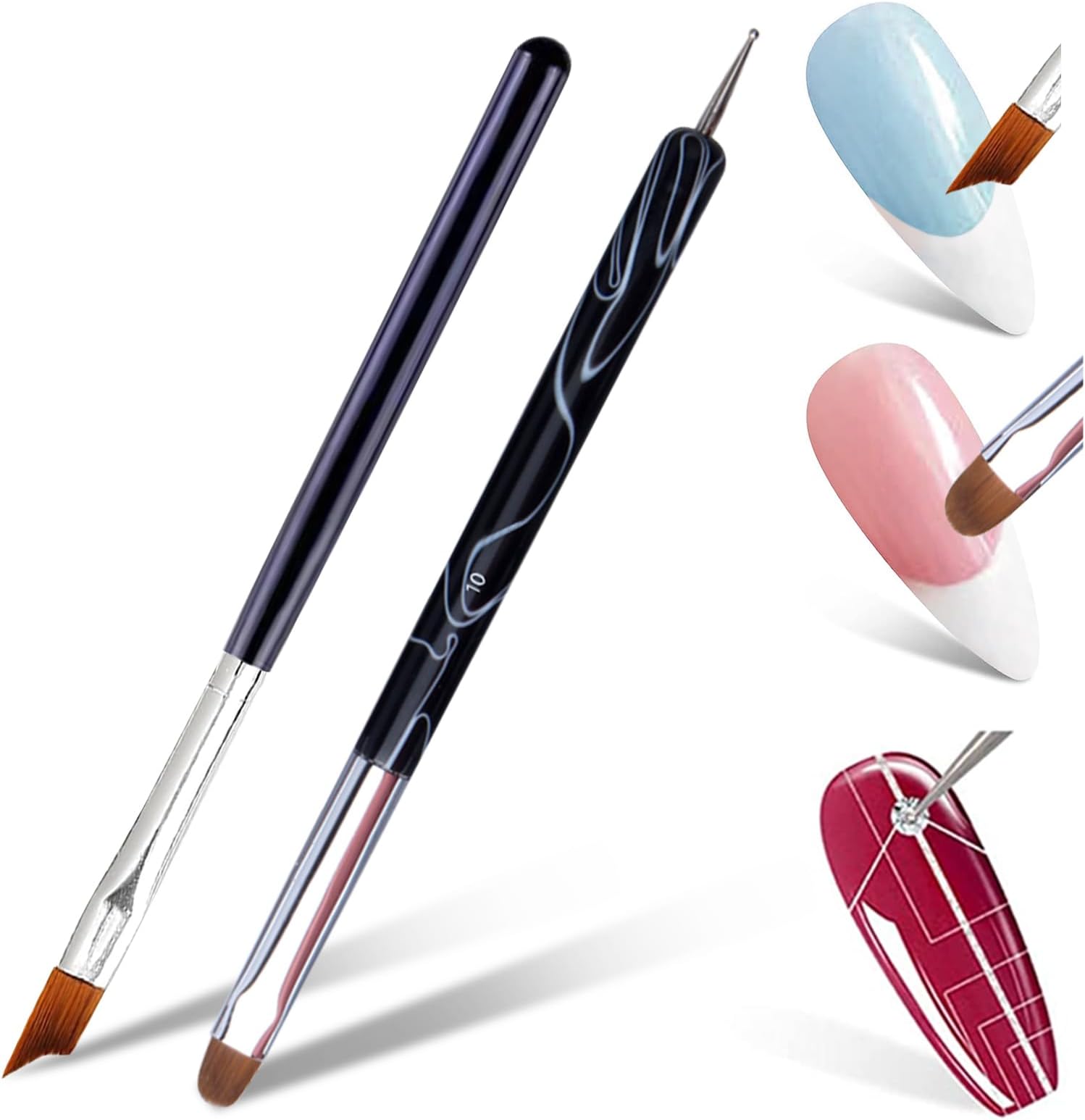 Amazon com Hariendny 2 Pack 3D Nail Art Brush for Acrylic Kolinsky