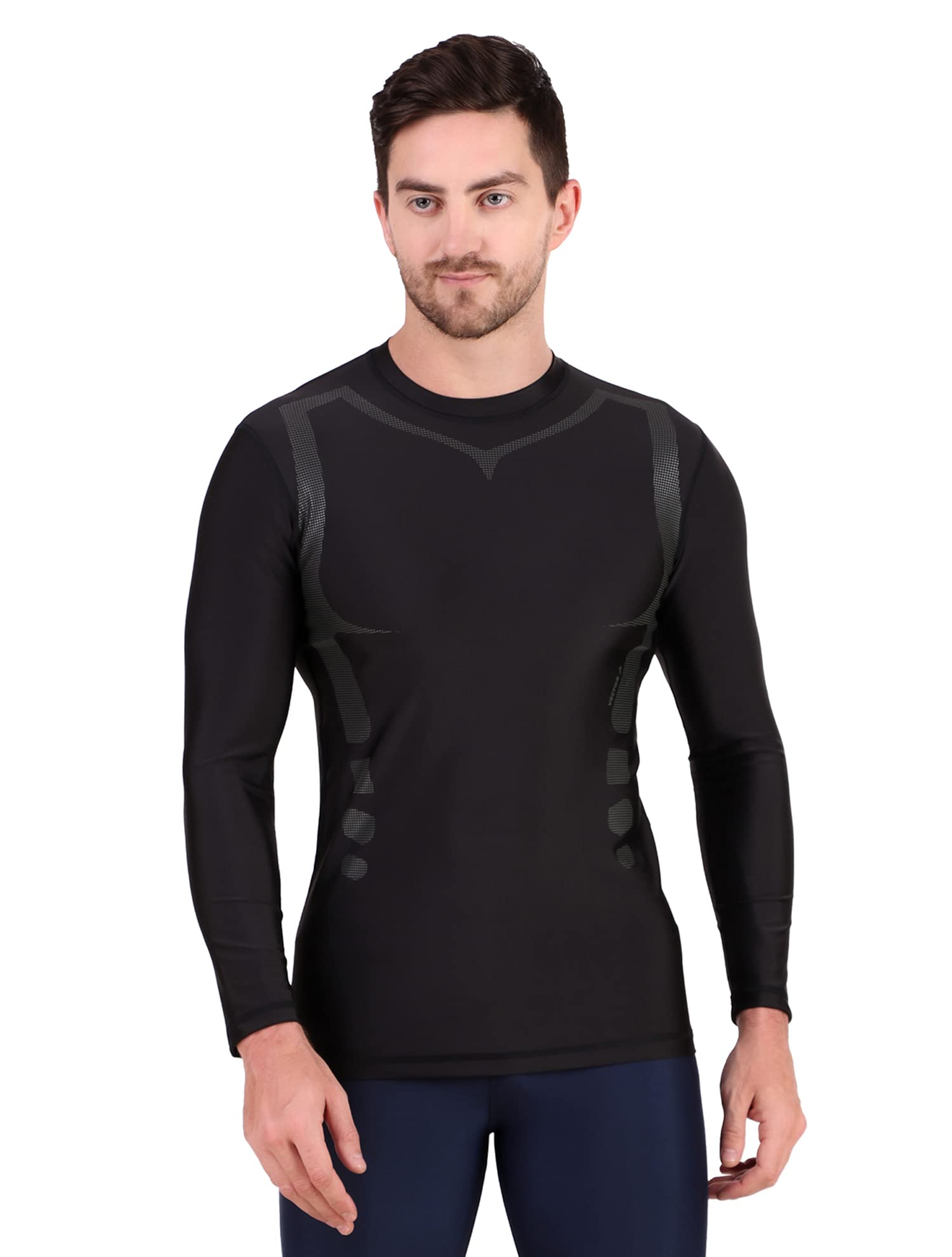 Full Sleeve Mens Compression T-Shirt - Athletic Base Layer Tights for Gym Fitness Cricket Football Badminton Sports Top|Flexi -Fit Fabric, Breathable Material, Muscle Support