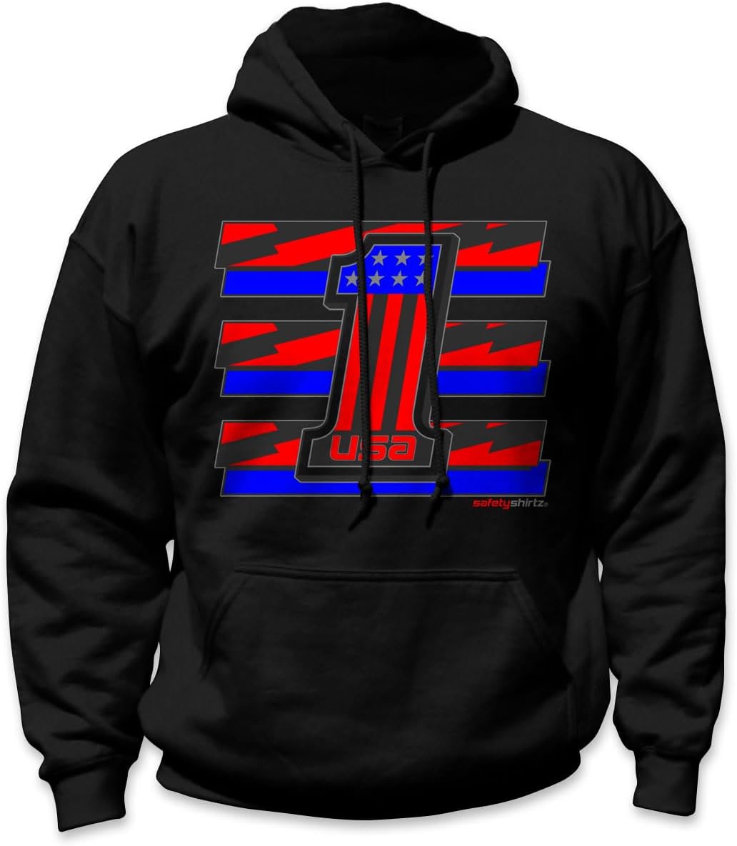 SafetyShirtz Men’s 3-Stripe Patriotic Hi-Vis Hoodies, Shirts & Tanks