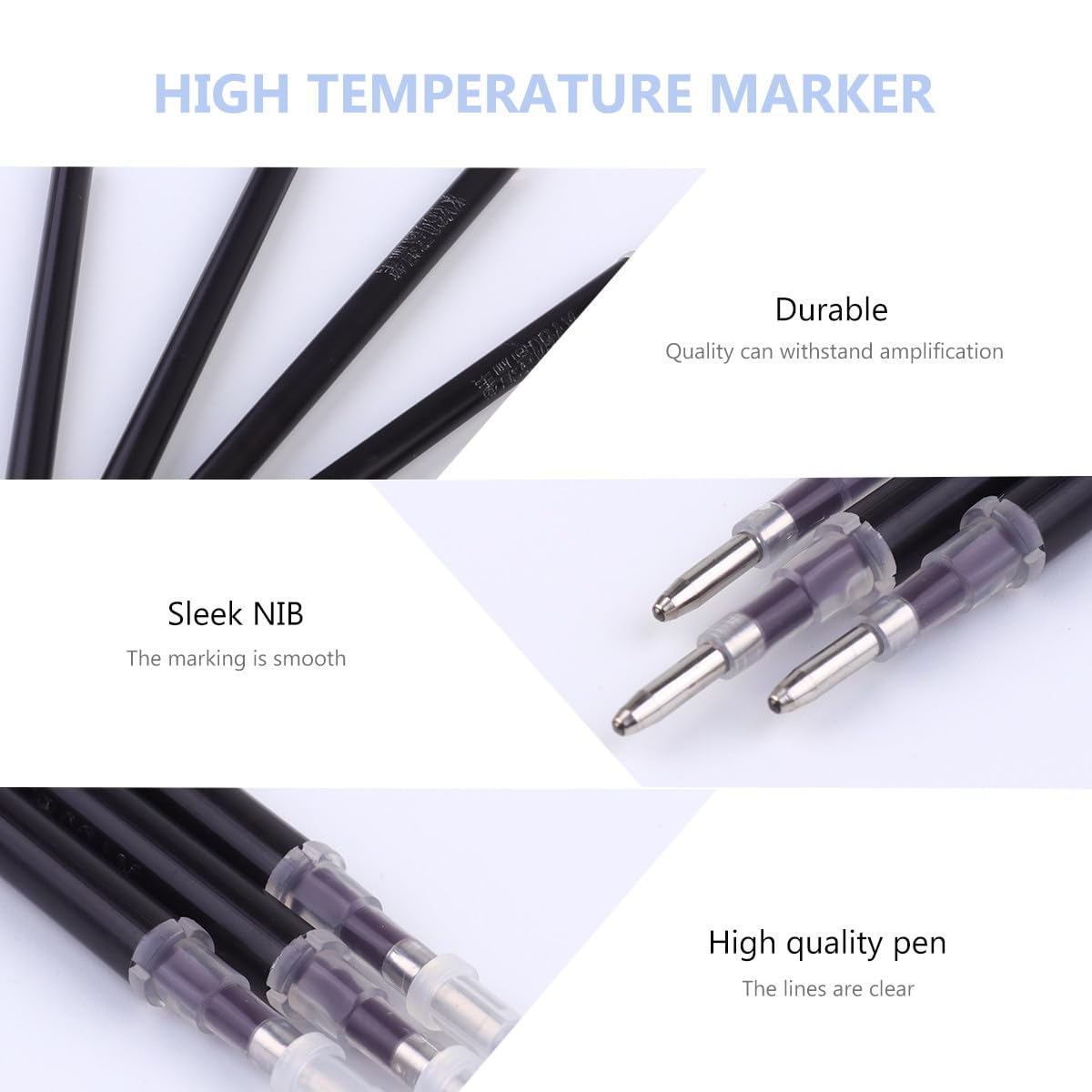 CALLARON Bolígrafo para Marcar Ropa Calor 100piezas, Rotulador para Tela Negro de Plástico, Diseño Ergonómico y Conveniente para Coser y Trazar Patrones