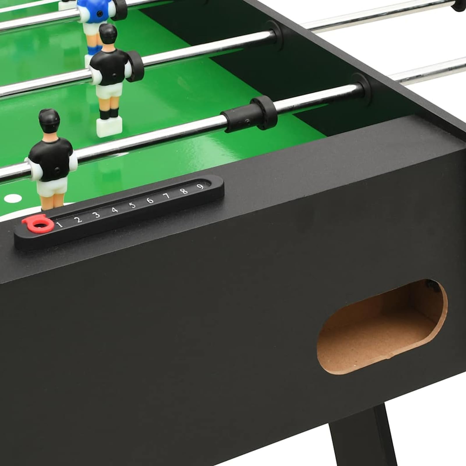 Calcio Balilla Pieghevole Robusto Antiscivolo con Palline Aste Scorrevoli Tavolo Calcetto Biliardino Nero 121x61x80 cm in MDF e Acciaio