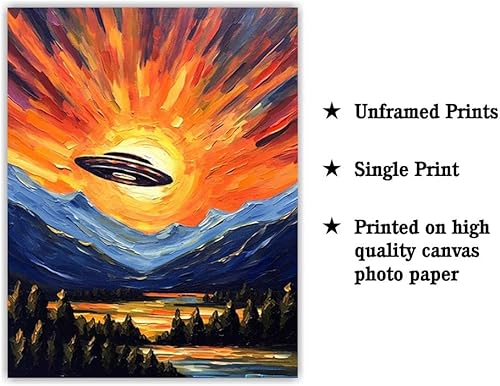 Miniatura 2 de Bestbuddy Pet 11X14 noche estrellada sin marco OVNI en el cielo exploración espacial niño niños familia pintura al óleo impresión arte impresión