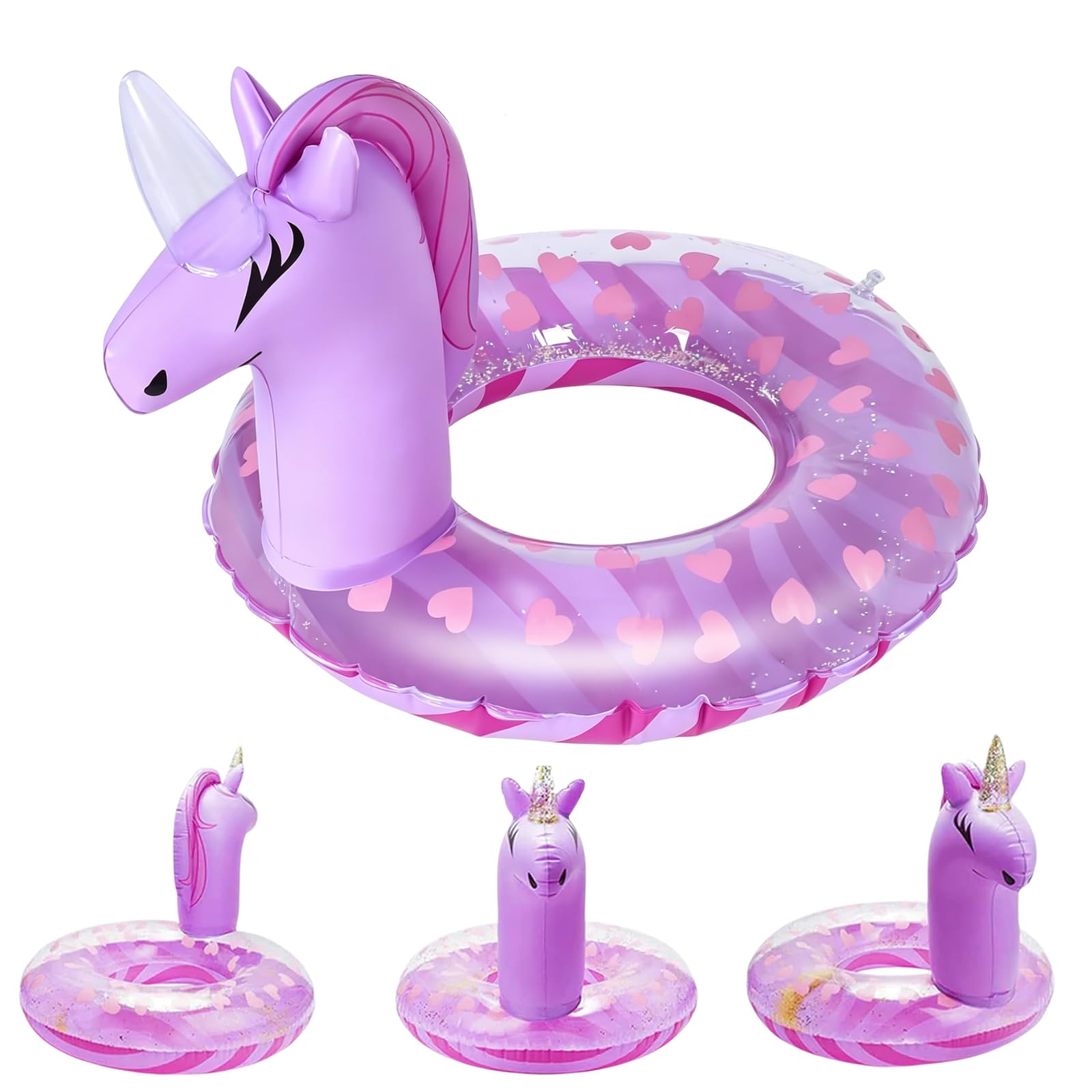 Pool Inflatable Float for Adults Kids,Inflatable Swimming Rings Pool Tubes Swimming Pool Inflatable Pool Floats for Summer Pool Beach Party Decorations (Purple Unicorn)
