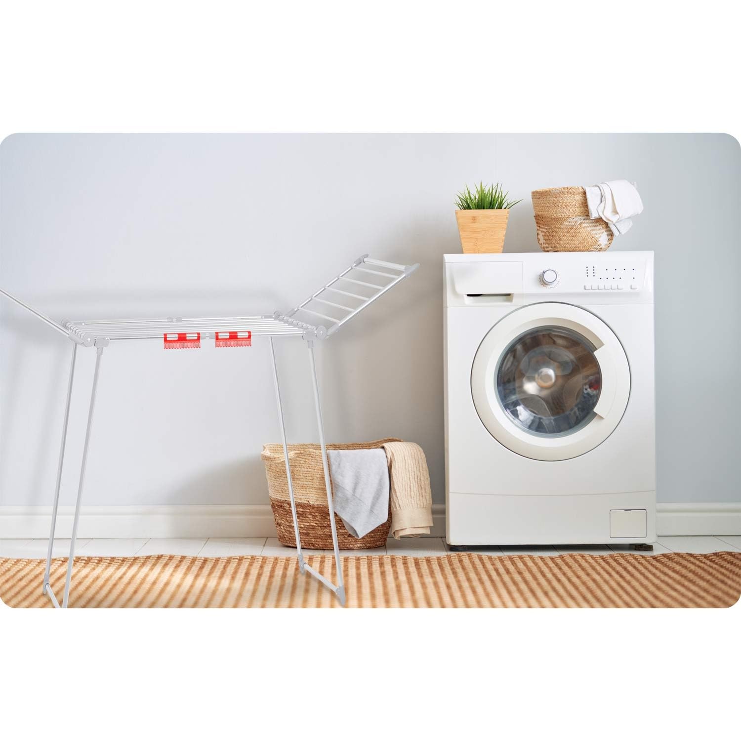 Wäscheständer XXL Rostfrei Outdoor Ausziehbar Teleskopisch Wäscheflügeltrockner Wäschetrockner Ständer Stabil Mit Rutschfesten Füßen Große Trockenfläche 27 M Lydia 190-260 x 60 x 117 cm