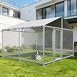 7.8x7.8FT Heavy Duty Outdoor Dog Kennel with Waterproof & UV-Resistant Roof, Secure Locking Mechanism – All-Weather Metal Enclosure for Large Dogs (93x93x63 Inches)