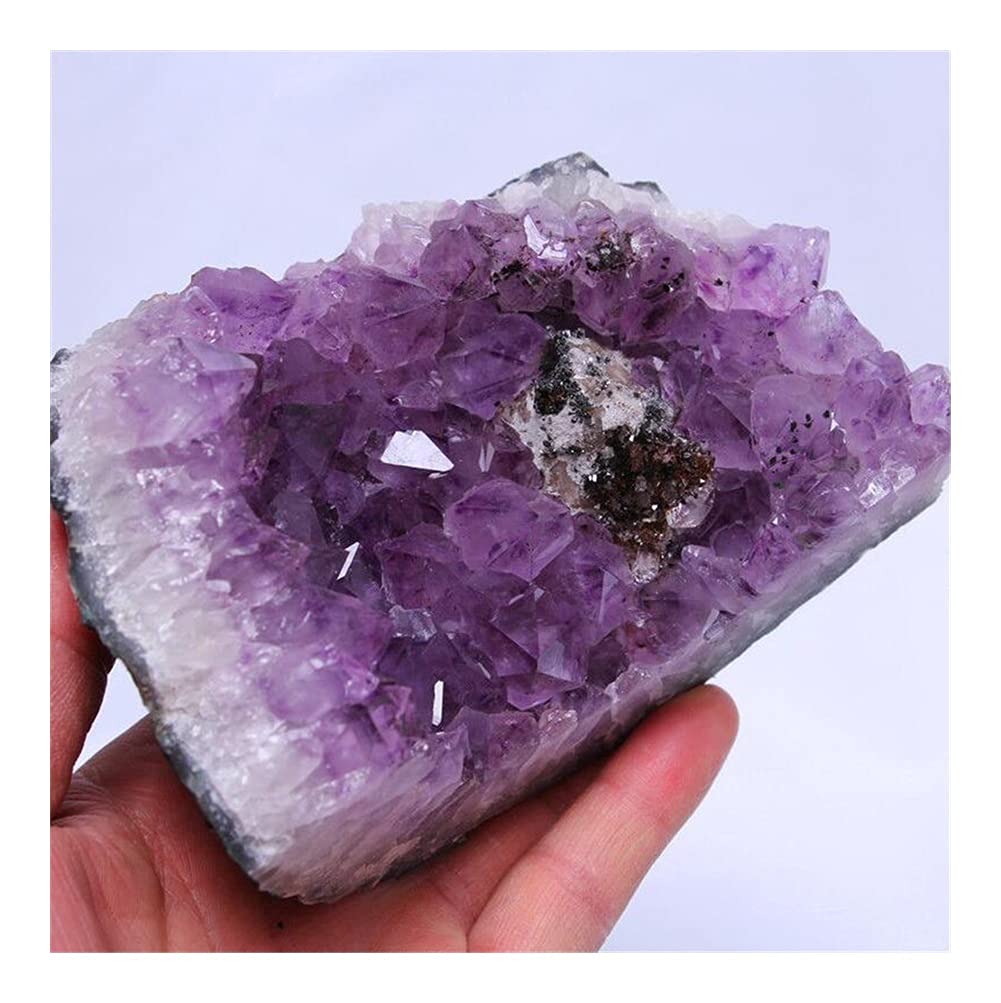 FUERLI Stone Crafts Natural Amatista Cuarzo Hermosa Geoda Púrpura Cristal Cluster Specr FZUGEDRLI