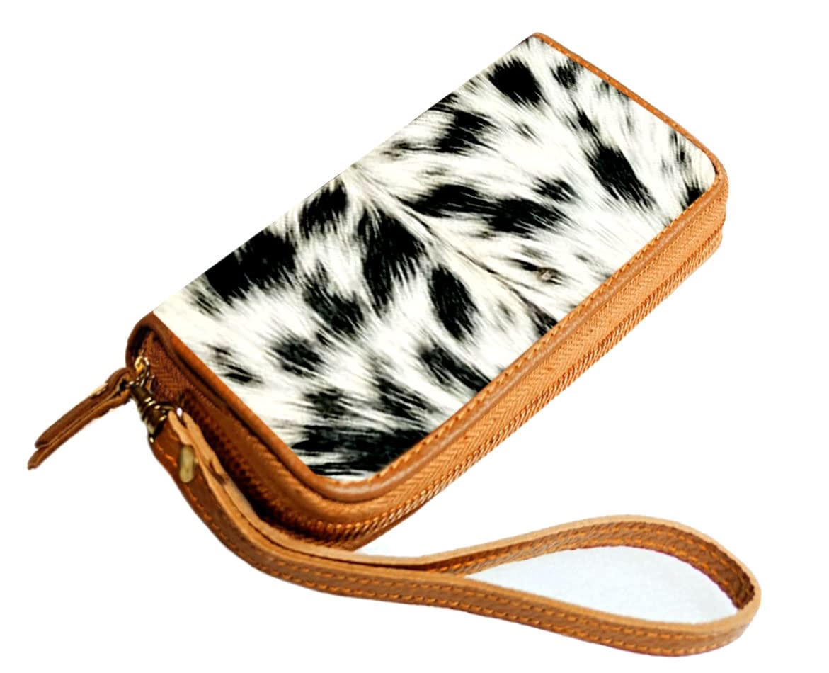 NGF Womens Zipper Wristlet Cowhide Clutch Real Leather Hair on Wallet Western Purse, Handbag Organizer for women