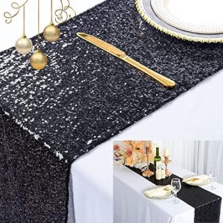 ShinyBeauty Sparkly Black Sequin Table Runner For Wedding/Events Decoration 30x180cm Linen Table Runners for Party Black Table Runner Overlay Dinning Table Runner